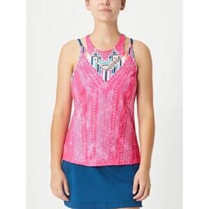 Lucky In Love Pretty In Ink Brale Womens Tank Top XS Crimson Shelf Bra Crew Neck